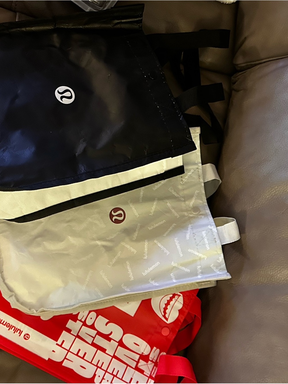 lululemon athletica Red Black & Silver Tote Bag Set in used condition